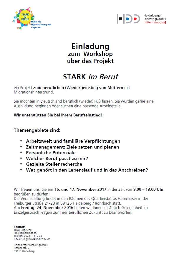 Archiv Quartiersmanagement Hasenleiser,Stark im Beruf