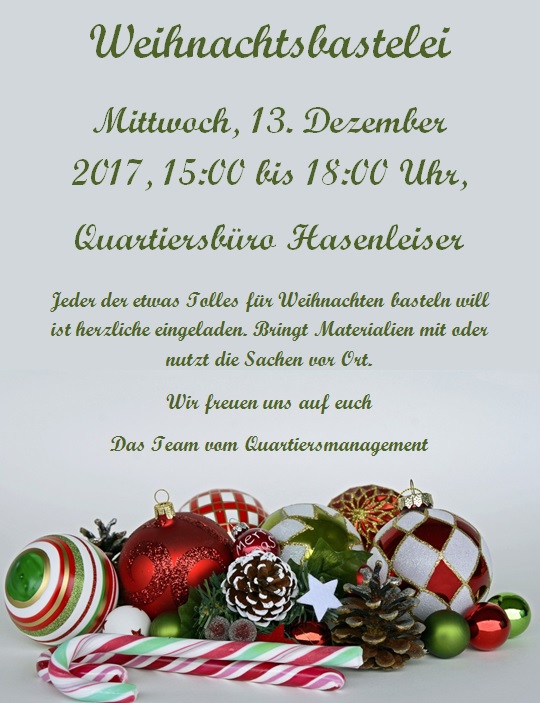 Archiv Quartiersmanagement Hasenleiser,Weinachtsbasteln